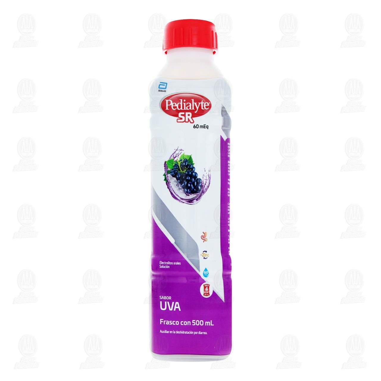 Electrolitos Orales Pedialyte SR 60mEq Sabor Uva, 500 ml. image number 1