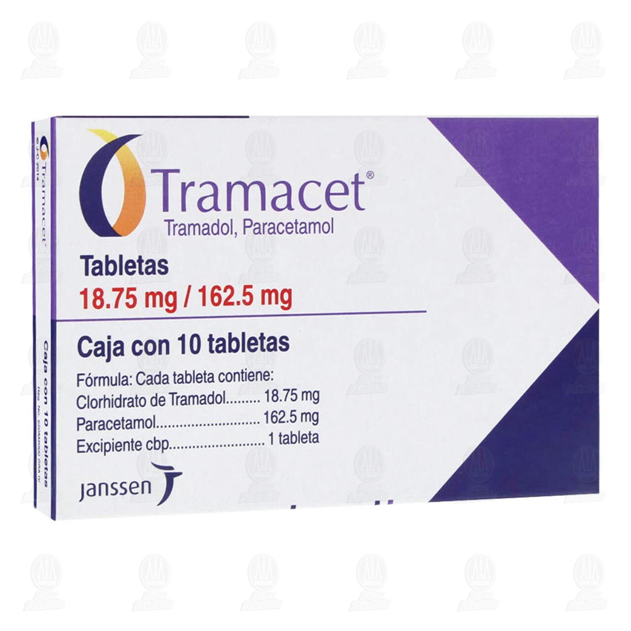 Tramacet 18.75mg/162.5mg, 10 Tabletas. image number 0