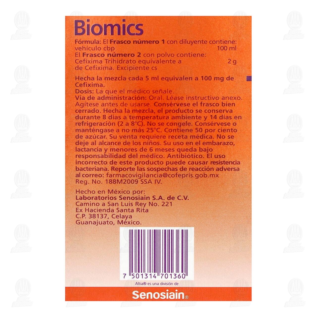 Biomics 100mg/5ml, Suspensi&oacute;n 100 ml. image number 2