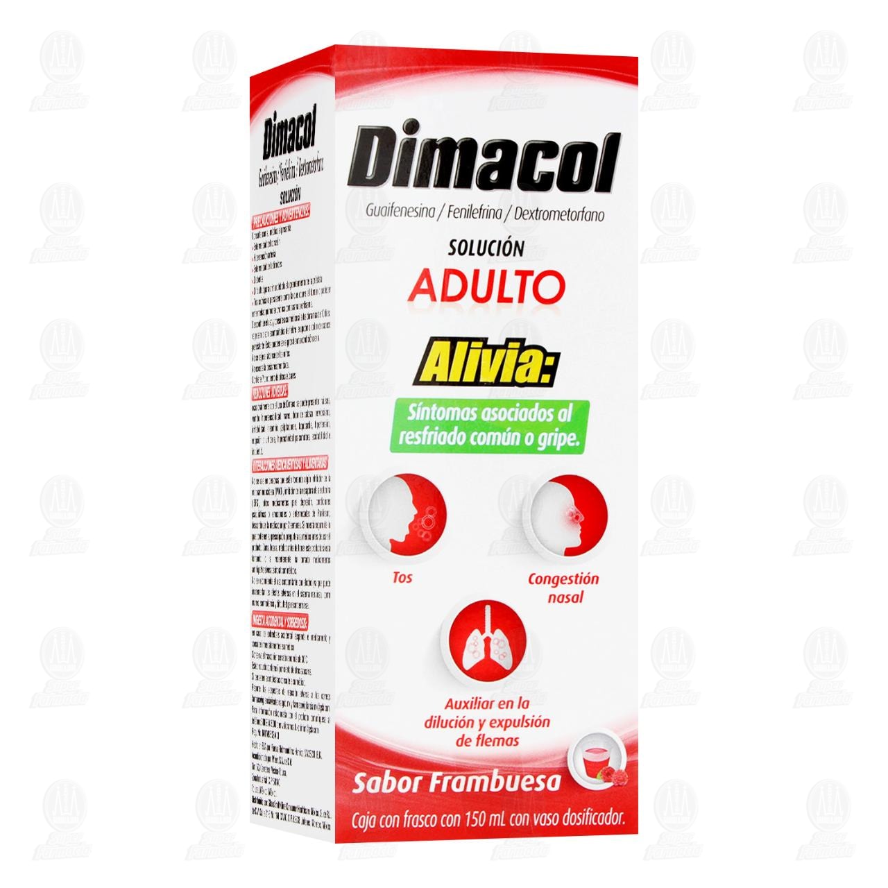 Dimacol Solución Adulto Sabor Frambuesa, 150 ml. image number 0