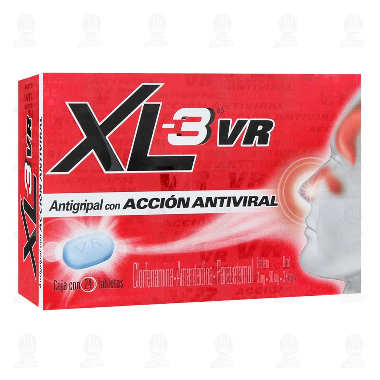 Xl-3 VR Acci&oacute;n Antiviral 3mg/50mg/375mg, 24 Tabletas.