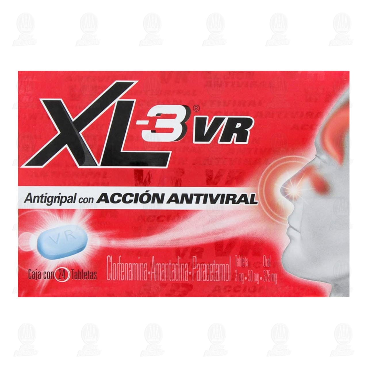Xl-3 VR Acci&oacute;n Antiviral 3mg/50mg/375mg, 24 Tabletas. image number 1