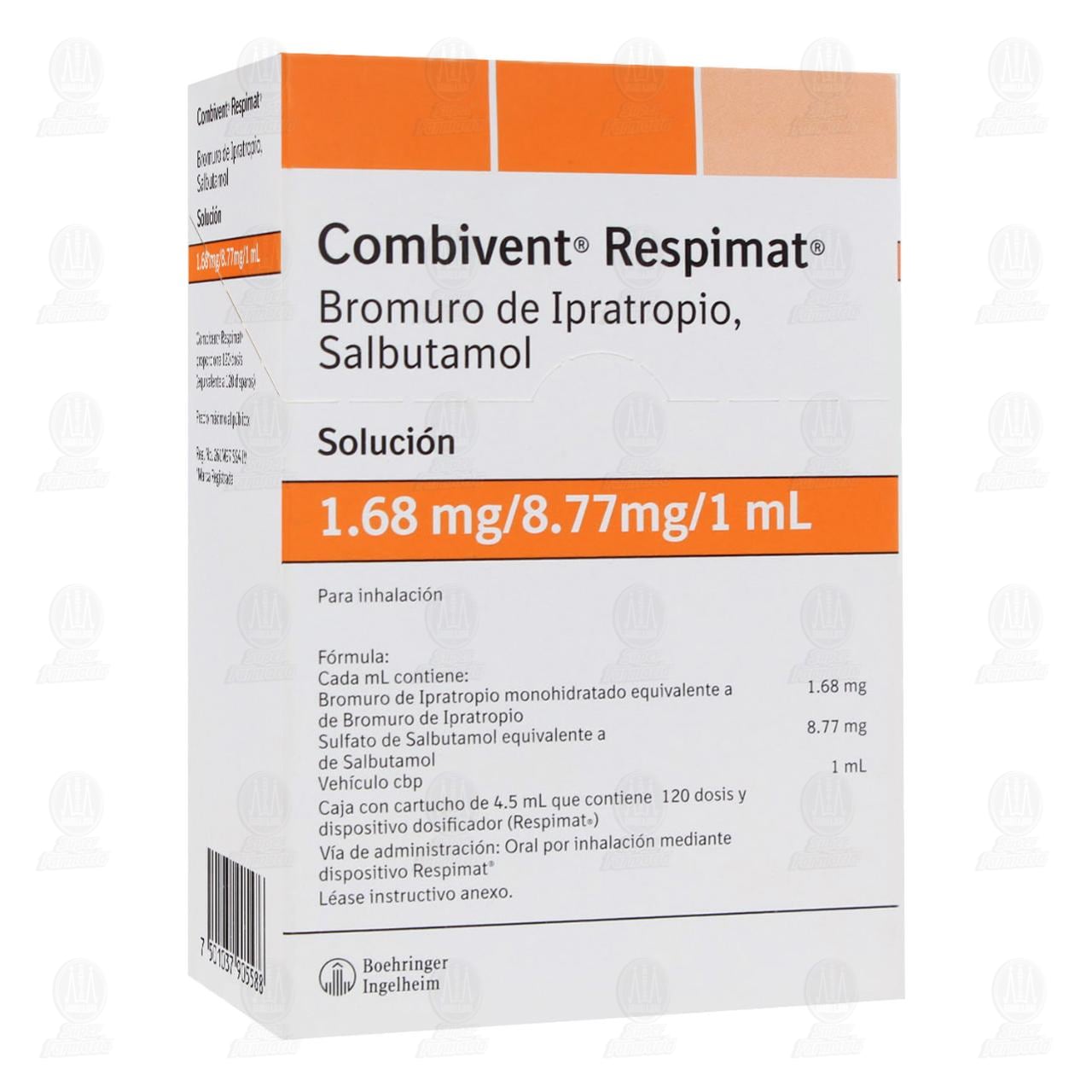 Imagen para Combivent Respimat 1.68mg/8.77mg/1ml, Cartucho 4.5 ml 120 Dosis.