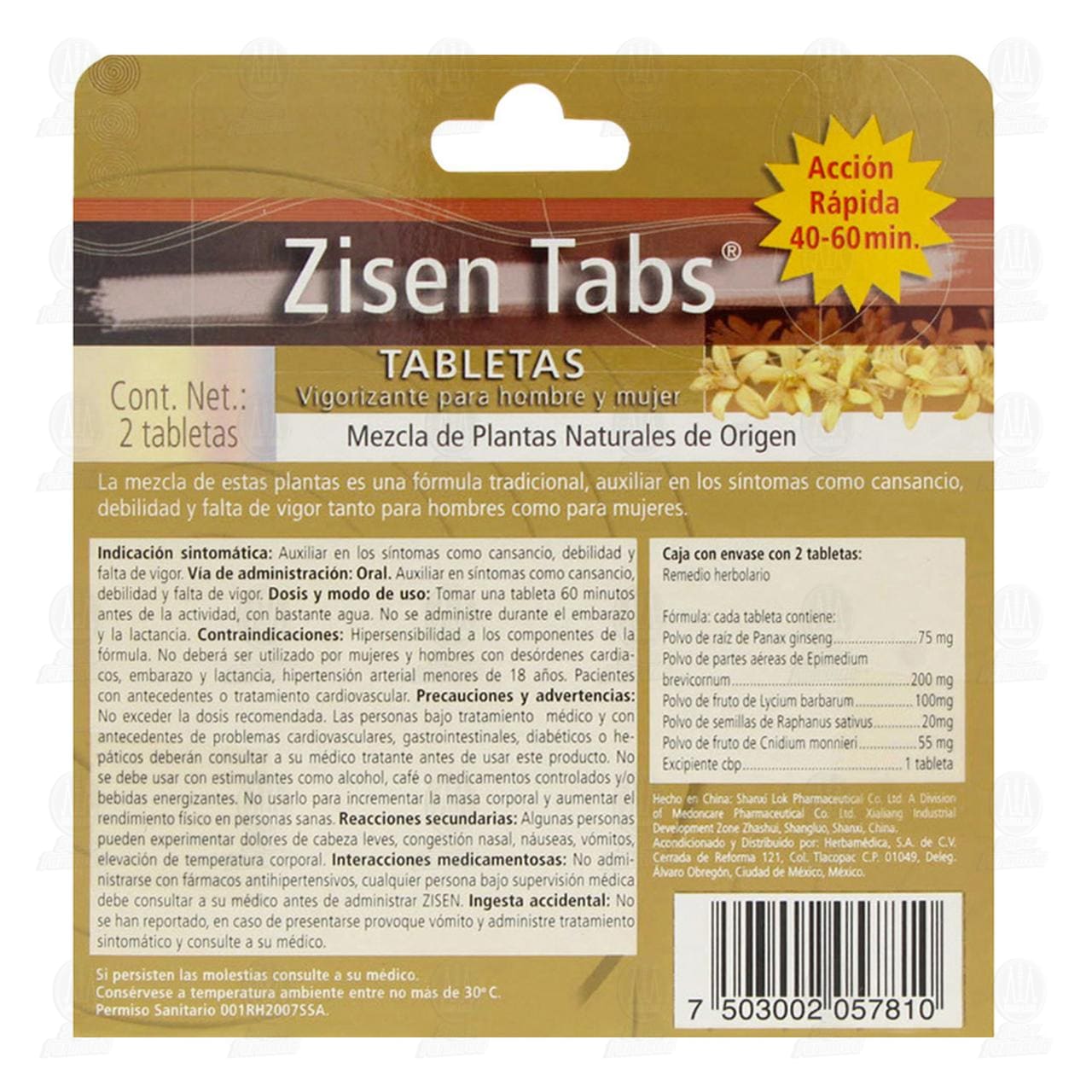 The Sensua Tea Vigorizante Tabletas, 2 Tabletas. image number 2