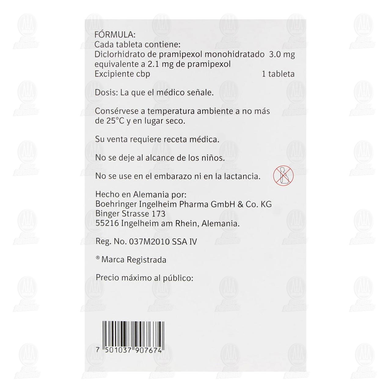 Sifrol ER 3.0 mg, 10 Tabletas. image number 2