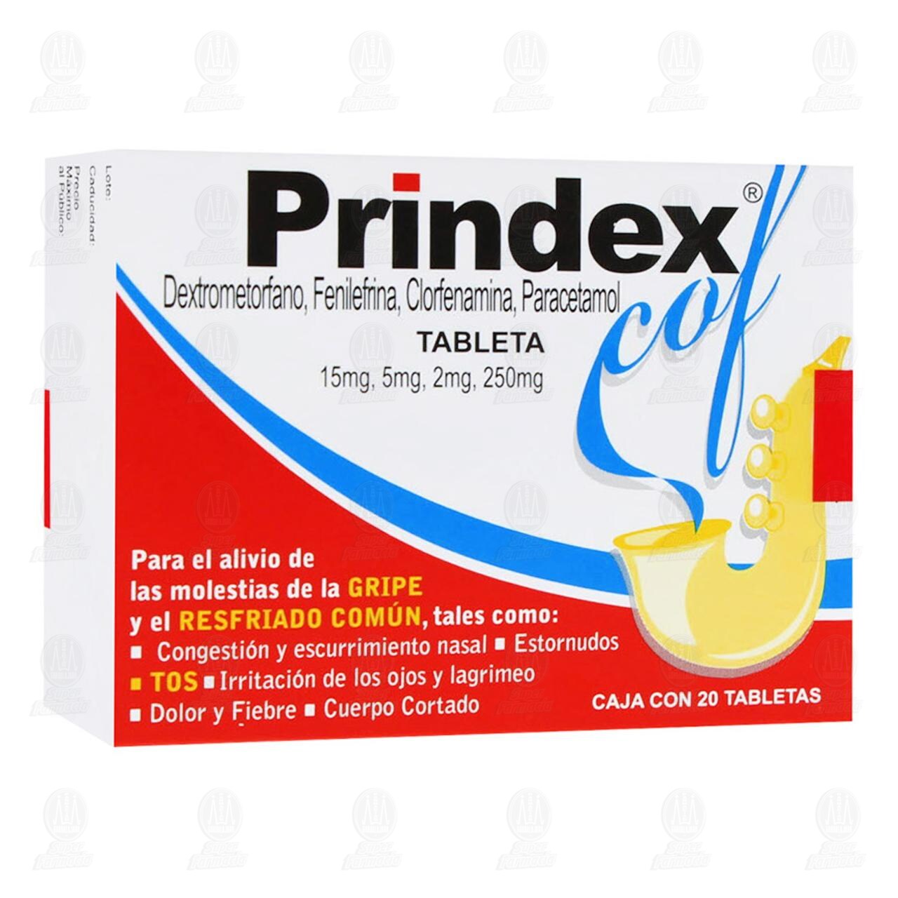 Prindex Cof, 20 Tabletas. image number 0