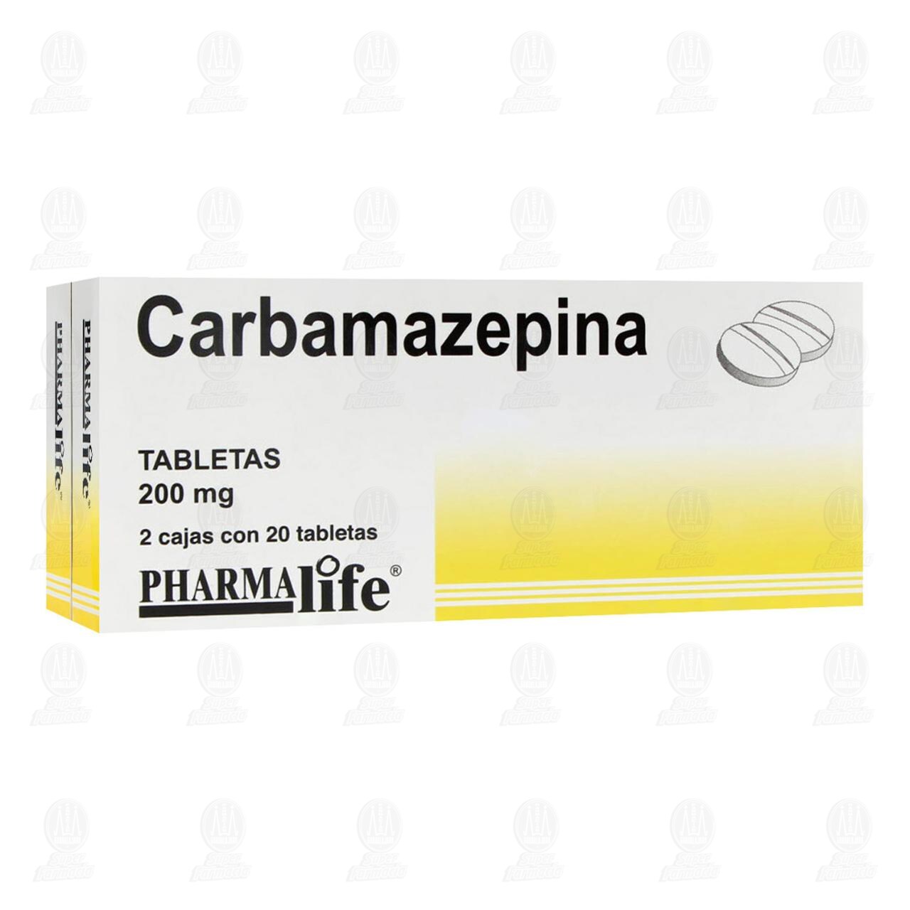 Carbamazepina 200 mg, 2 Cajas con 20 Tabletas Pharmalife. image number 0
