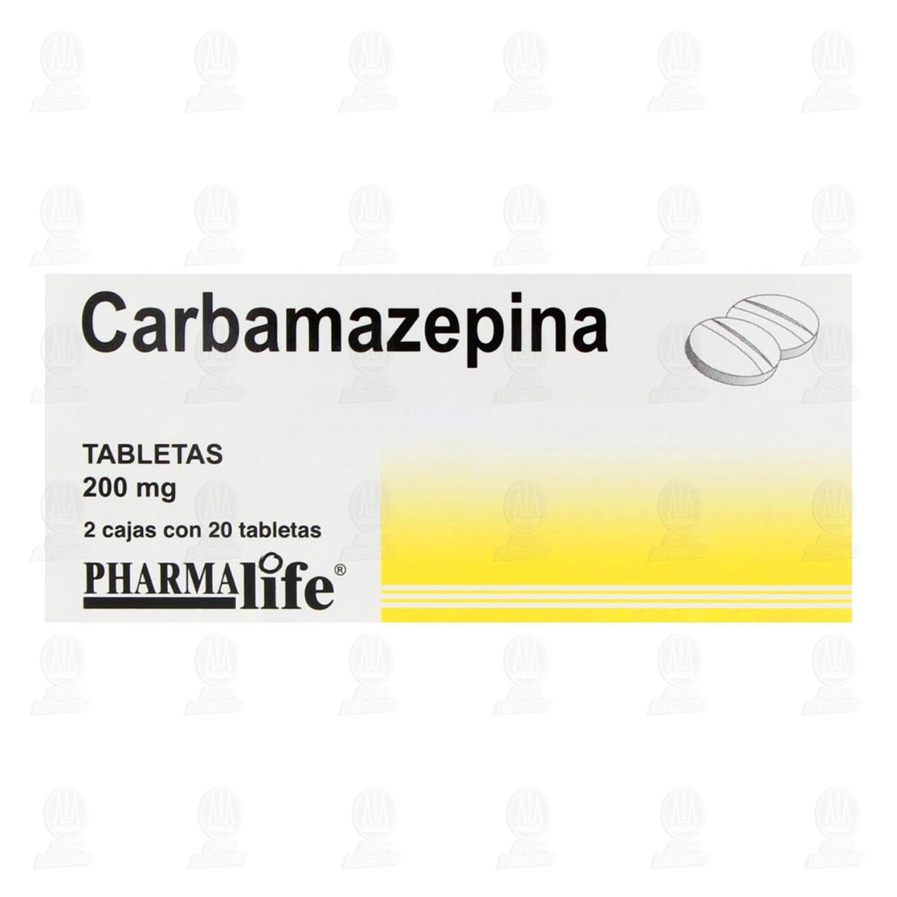 Carbamazepina 200 mg, 2 Cajas con 20 Tabletas Pharmalife. image number 1