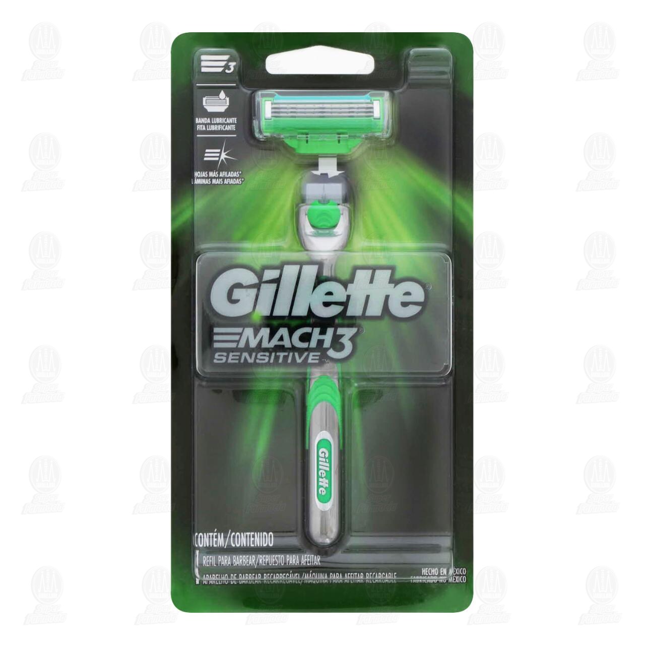 M&aacute;quina para Afeitar Gillette Mach3 Sensitive con Cartucho, 2 pzas.