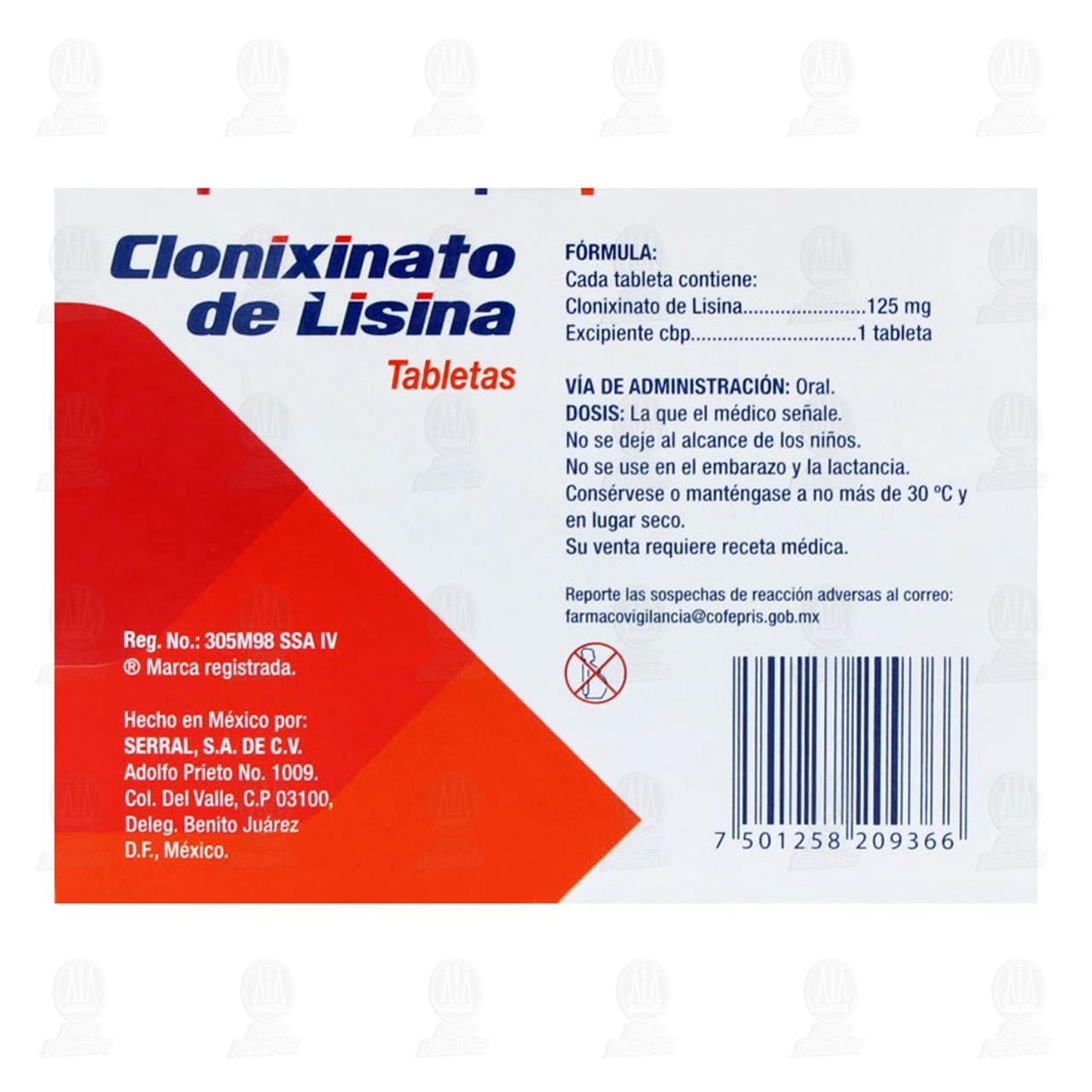 Clonixinato de Lisina 125 mg, 10 Tabletas Pharmalife. image number 2