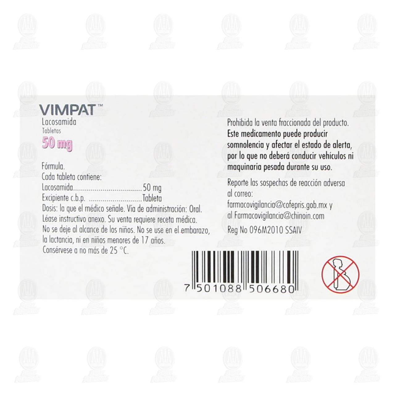 Vimpat 50 mg, 14 Tabletas. image number 2