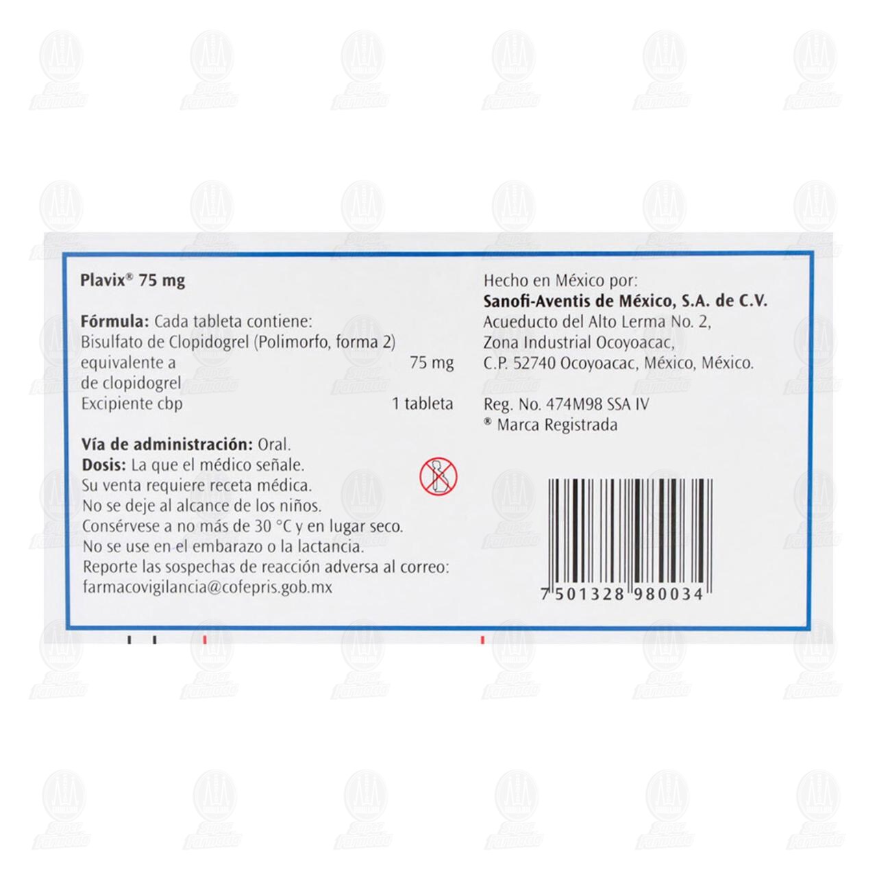Plavix 75 mg, 28 Tabletas. image number 2