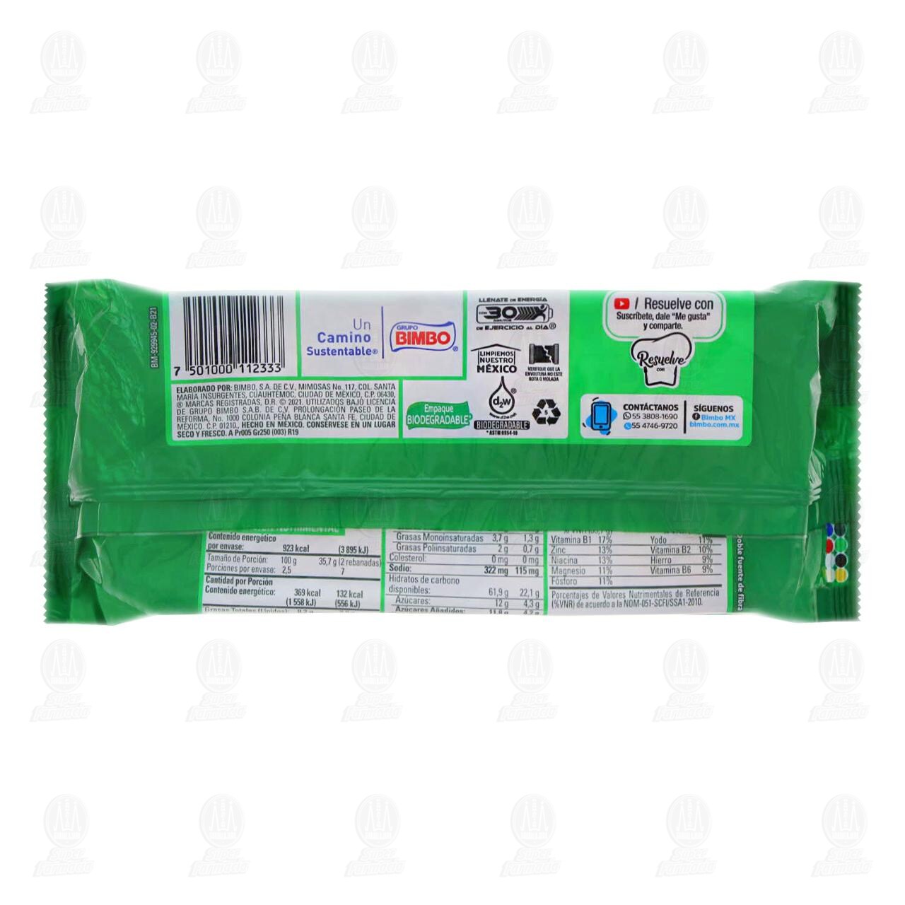 Pan Tostado Bimbo Doble Fibra, 250 gr. image number 1