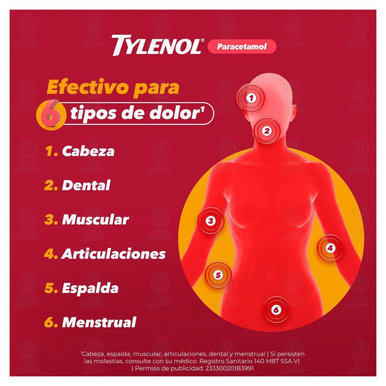 Tylenol 500 mg, 10 Tabletas. image number 4
