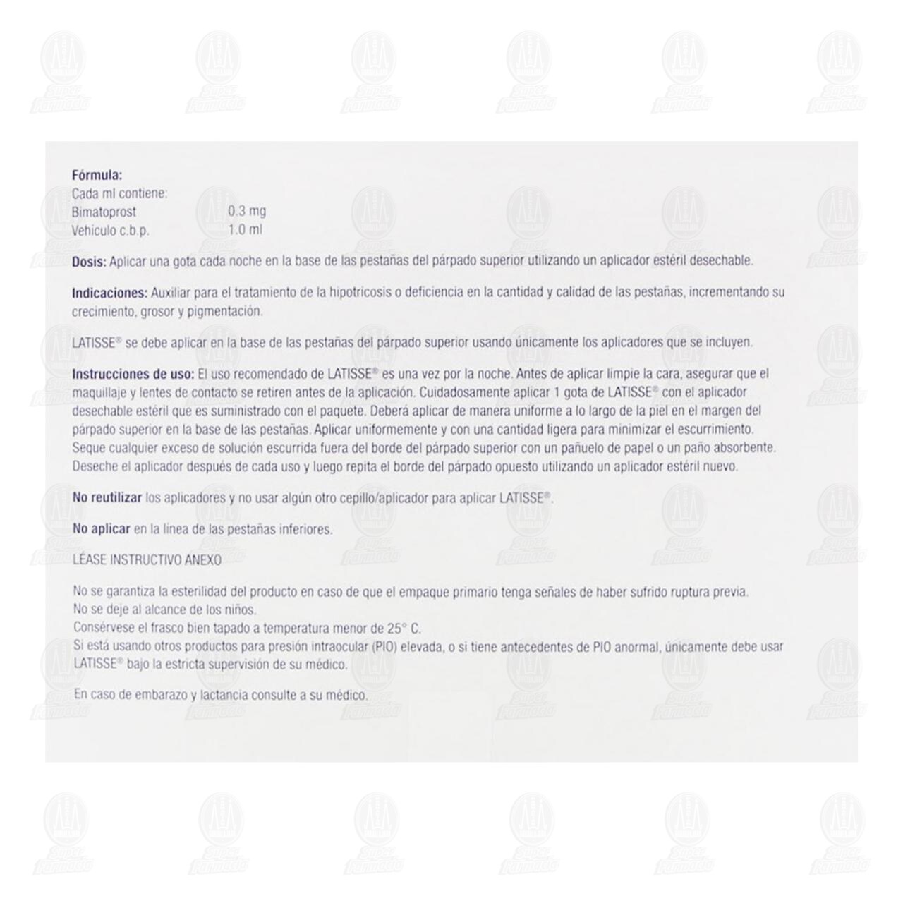 Latisse 0.03%, Frasco con 3 ml de soluci&oacute;n y 60 Aplicadores. image number 2