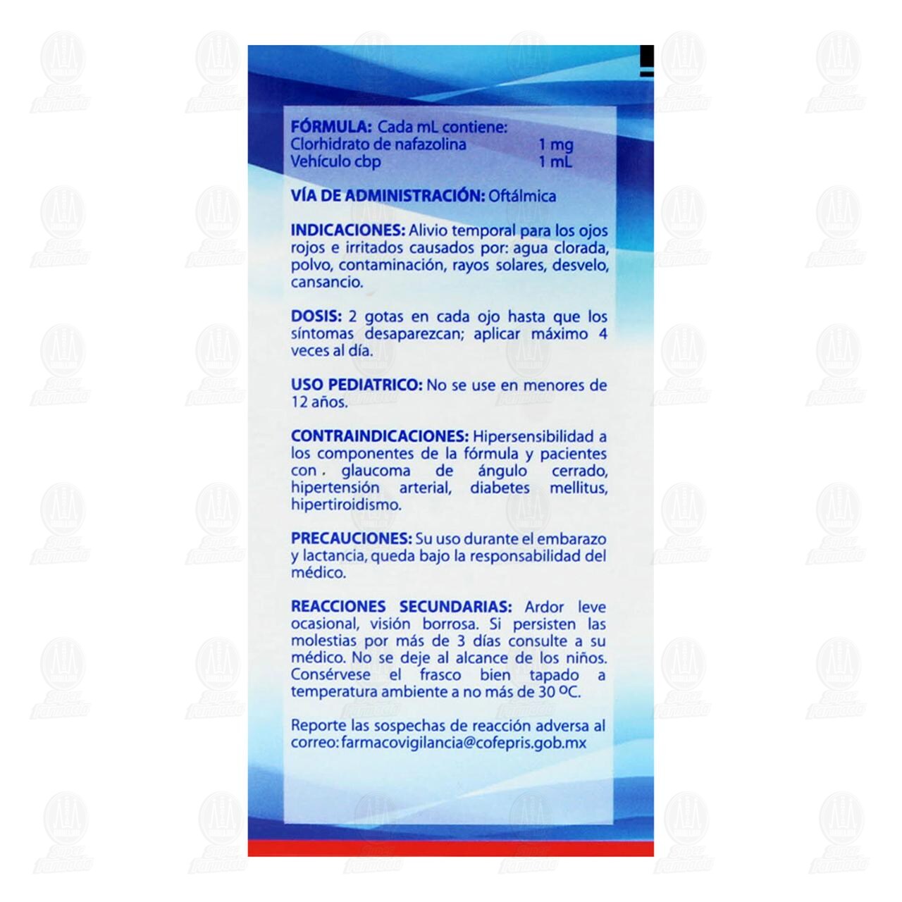 Nafazolina 1mg/1ml 15ml, Solución Oftálmica Pharmalife. image number 2
