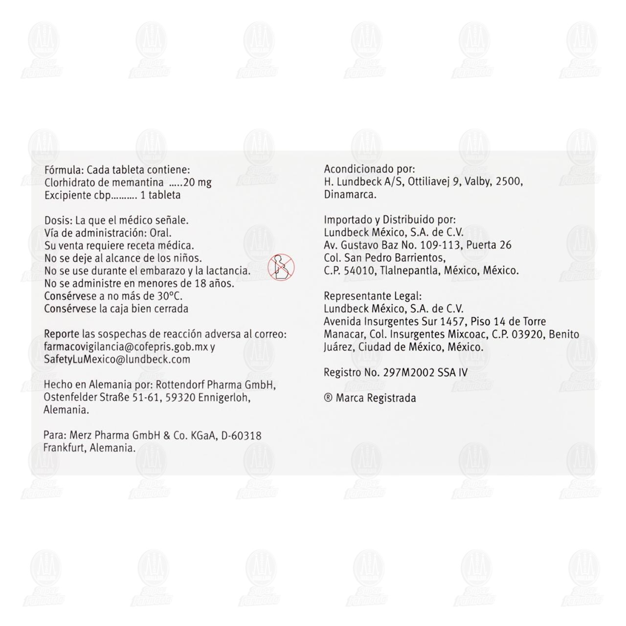 Ebixa 20 mg, 28 Tabletas. image number 2