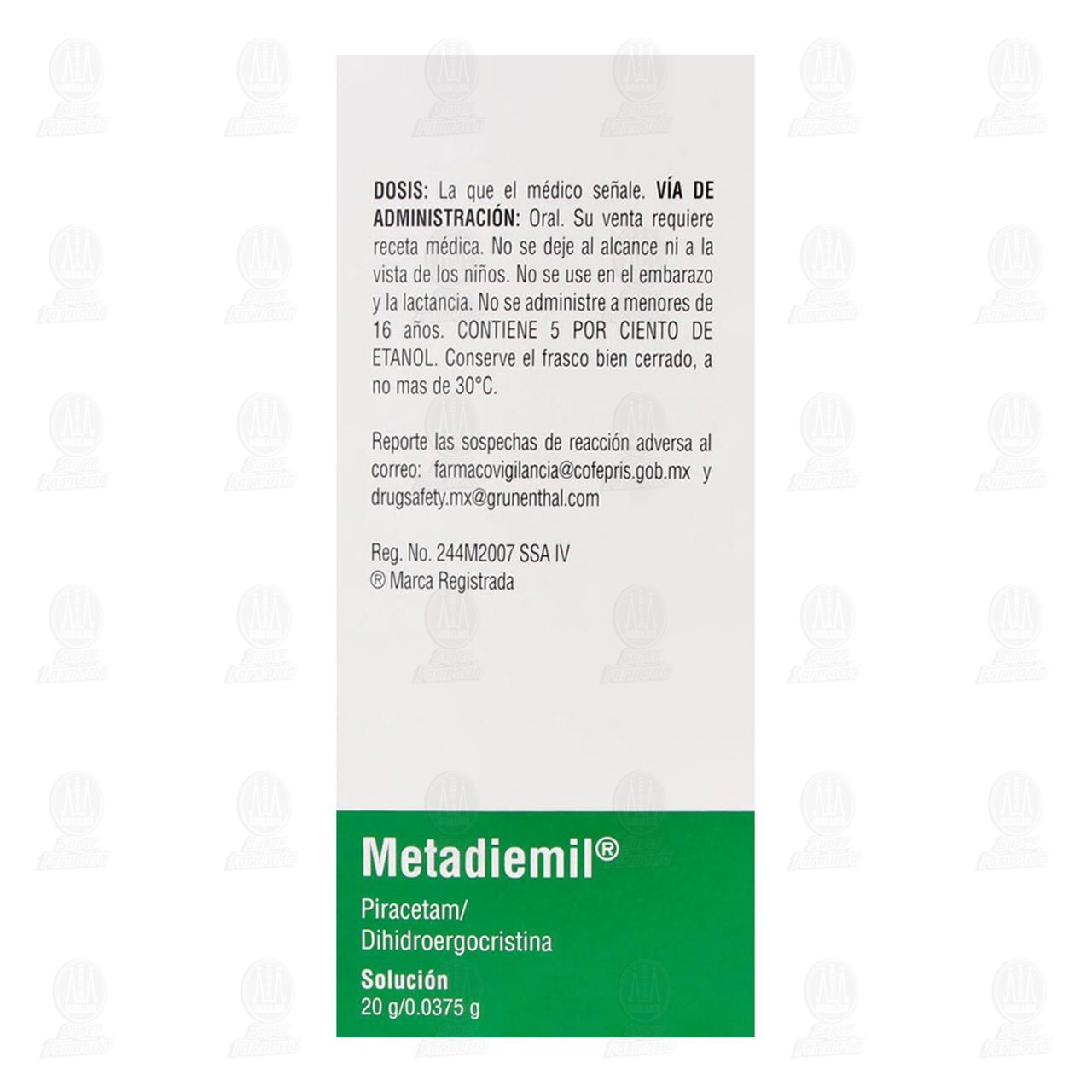 Metadiemil 20gr/0.0375gr Soluci&oacute;n, 180 ml. image number 3