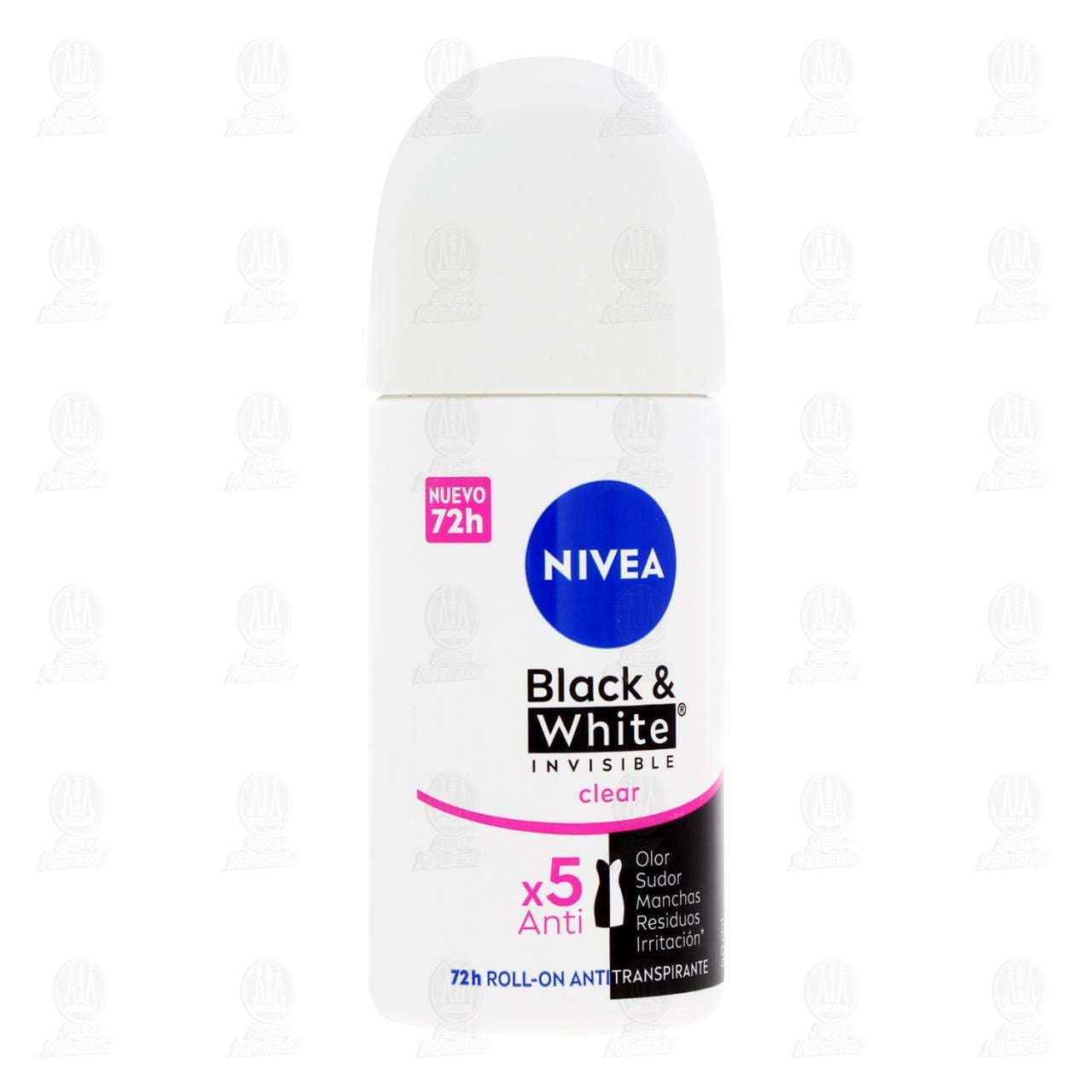 Nivea Antitranspirante Black & White Invisible Clear Roll-On, 50 ml.