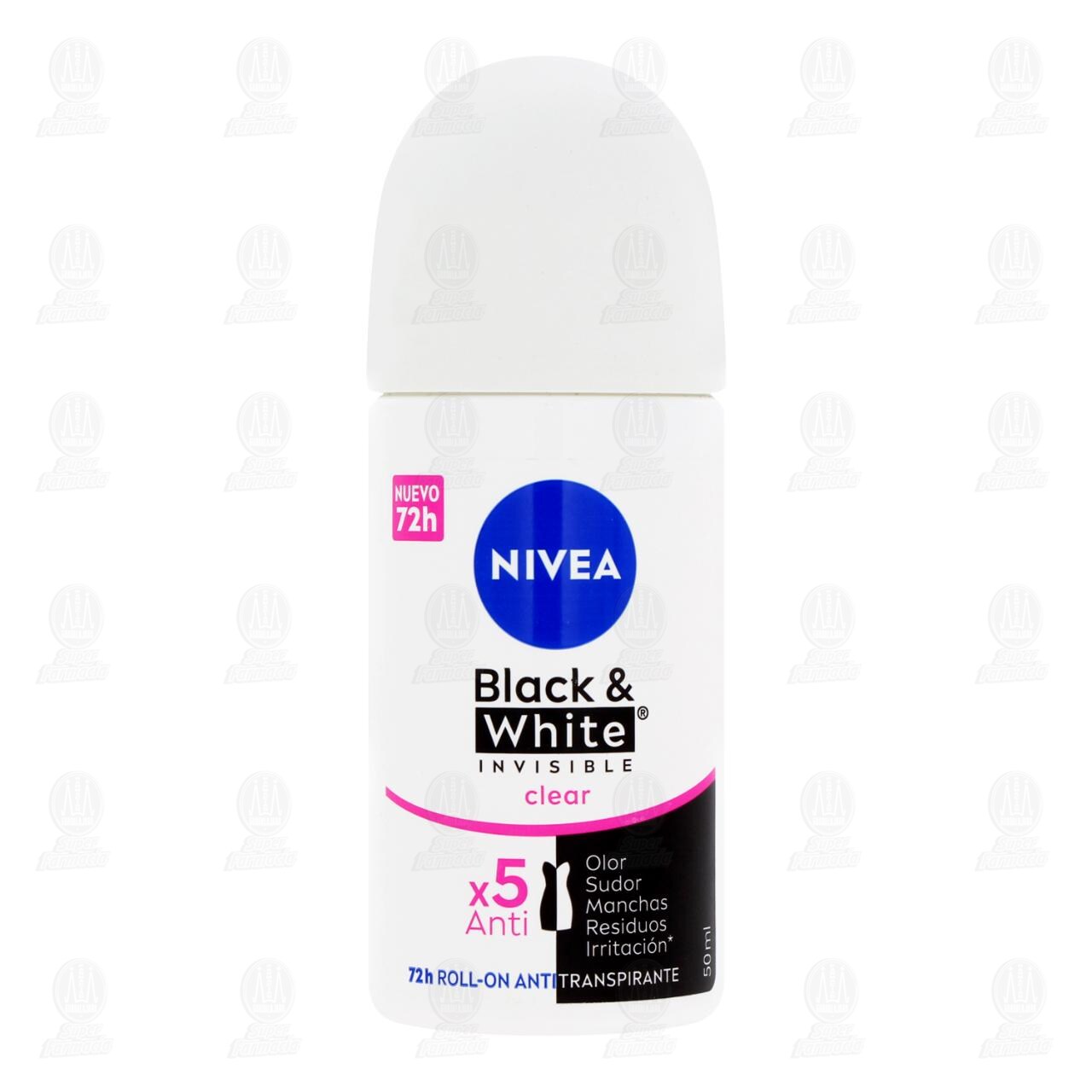 Nivea Antitranspirante Black & White Invisible Clear Roll-On, 50 ml. image number 1