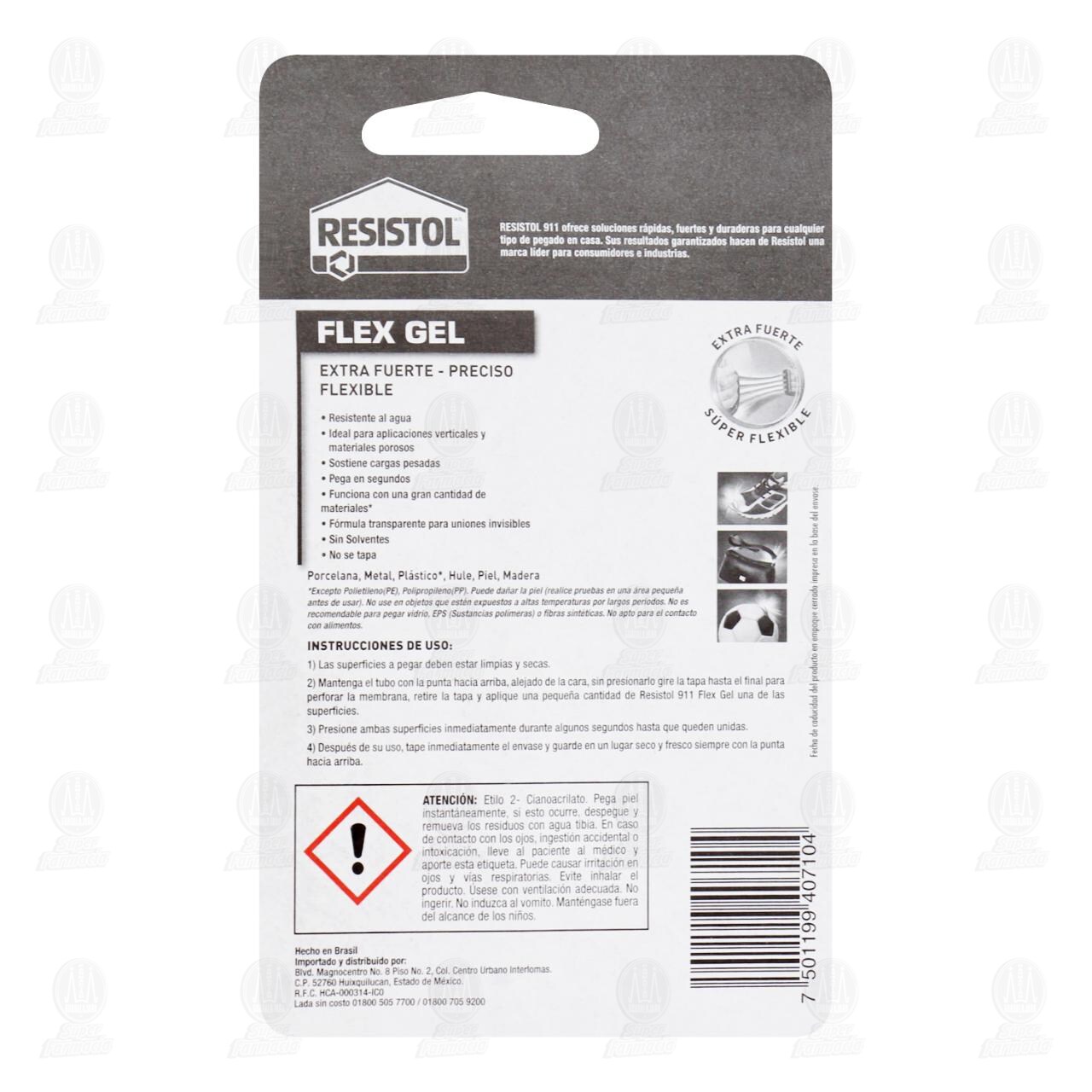 Adhesivo Instant&aacute;neo Resistol 911 Flex Gel, 3 gr. image number 1