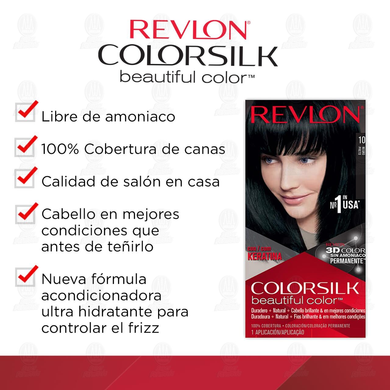 Tinte Revlon ColorSilk Beautiful Color Negro (10), 1 pz. image number 3