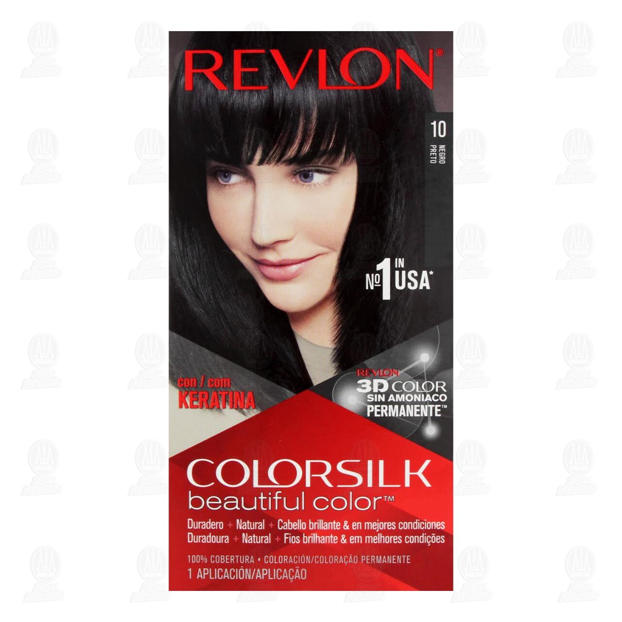 Tinte Revlon ColorSilk Beautiful Color Negro (10), 1 pz. image number 1