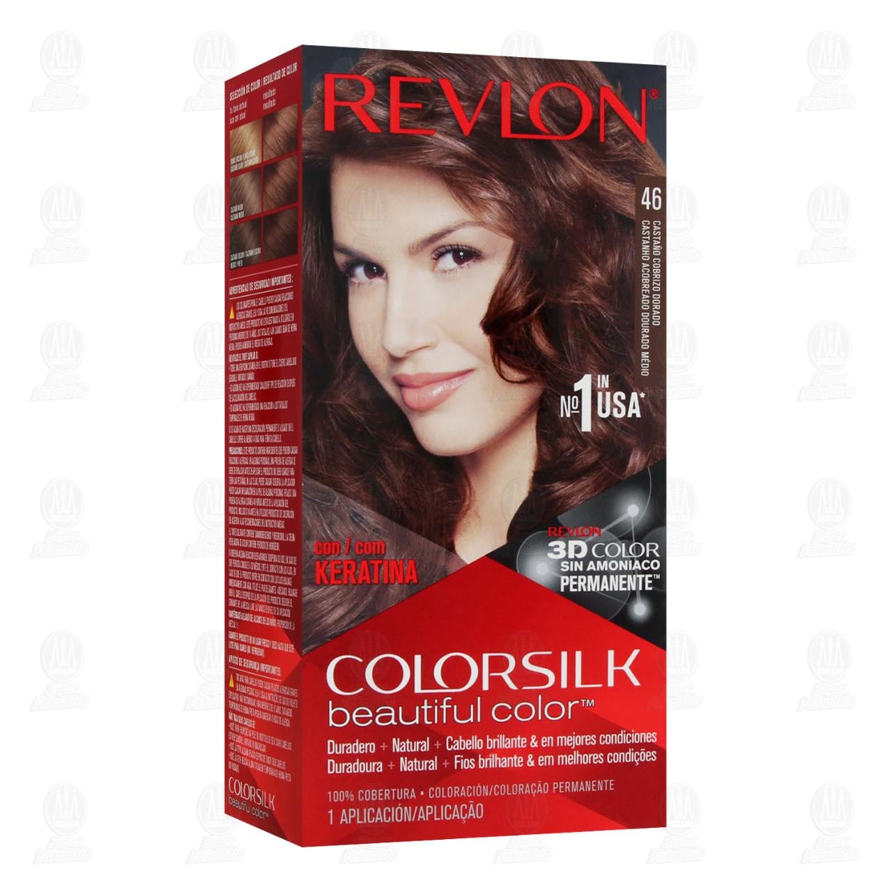 Tinte Revlon ColorSilk Beautiful Color Casta&ntilde;o Cobrizo Dorado (46), 1 pz.