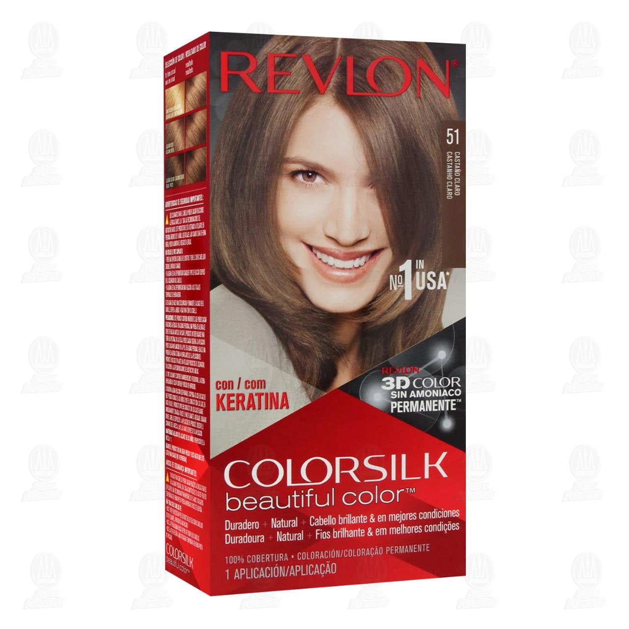 Tinte Revlon ColorSilk Beautiful Color Casta&ntilde;o Claro (51), 1 pz.