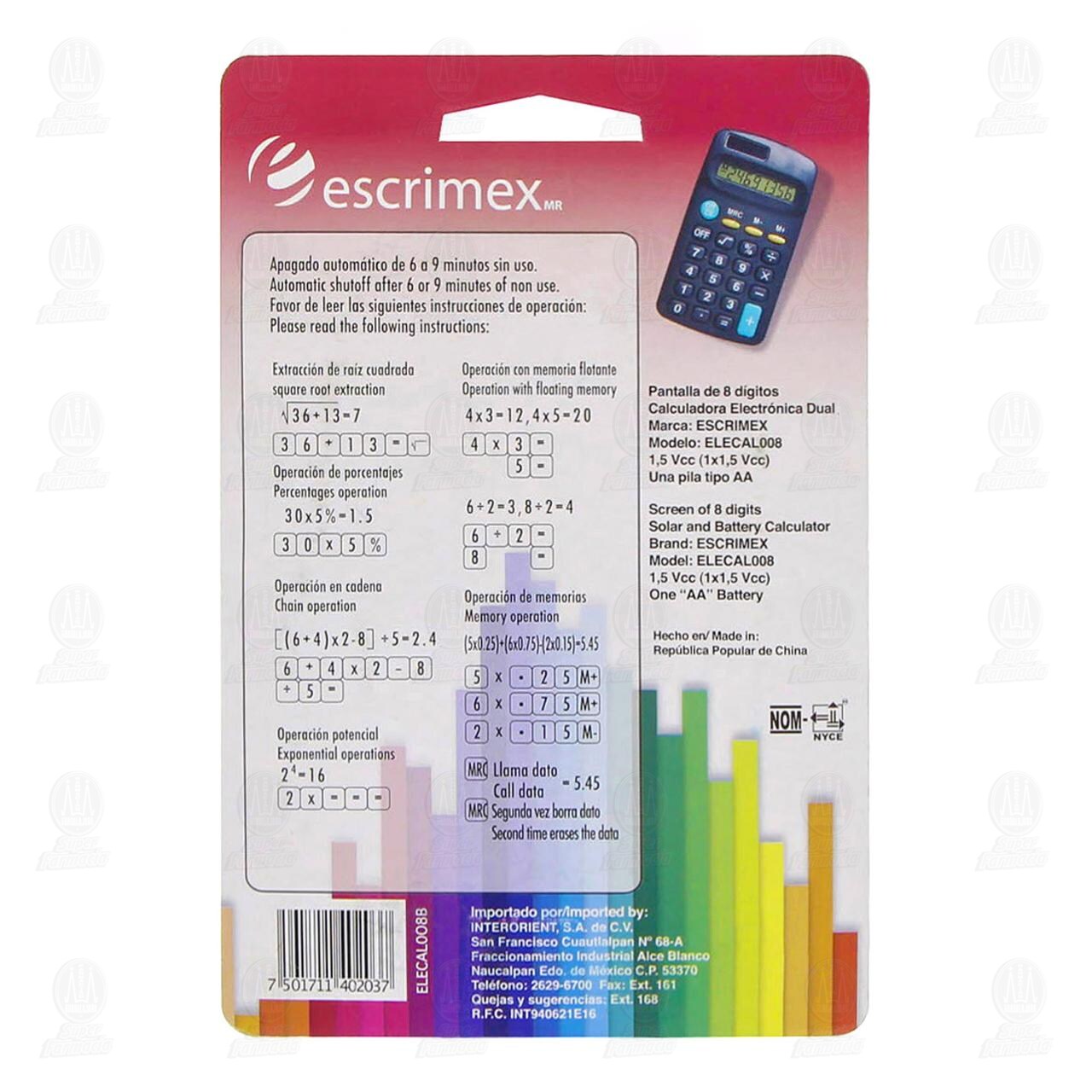 Calculadora Electr&oacute;nica Escrimex Dual, 1 pz. image number 1