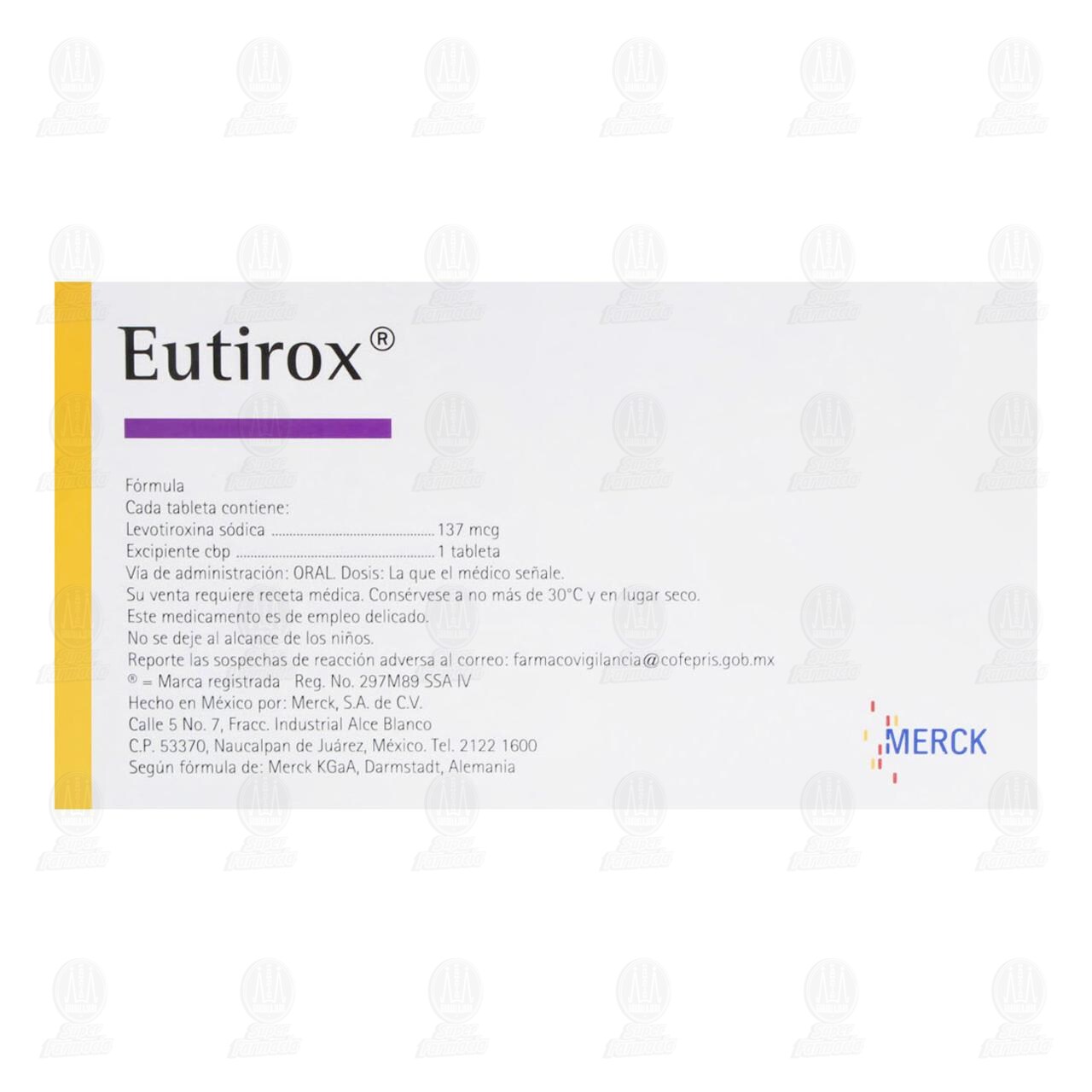 Eutirox 137 mcg, 50 Tabletas. image number 2
