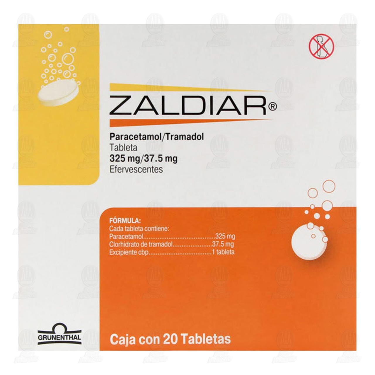 Zaldiar 325mg/37.5mg, 20 Tabletas Efervescentes. image number 2
