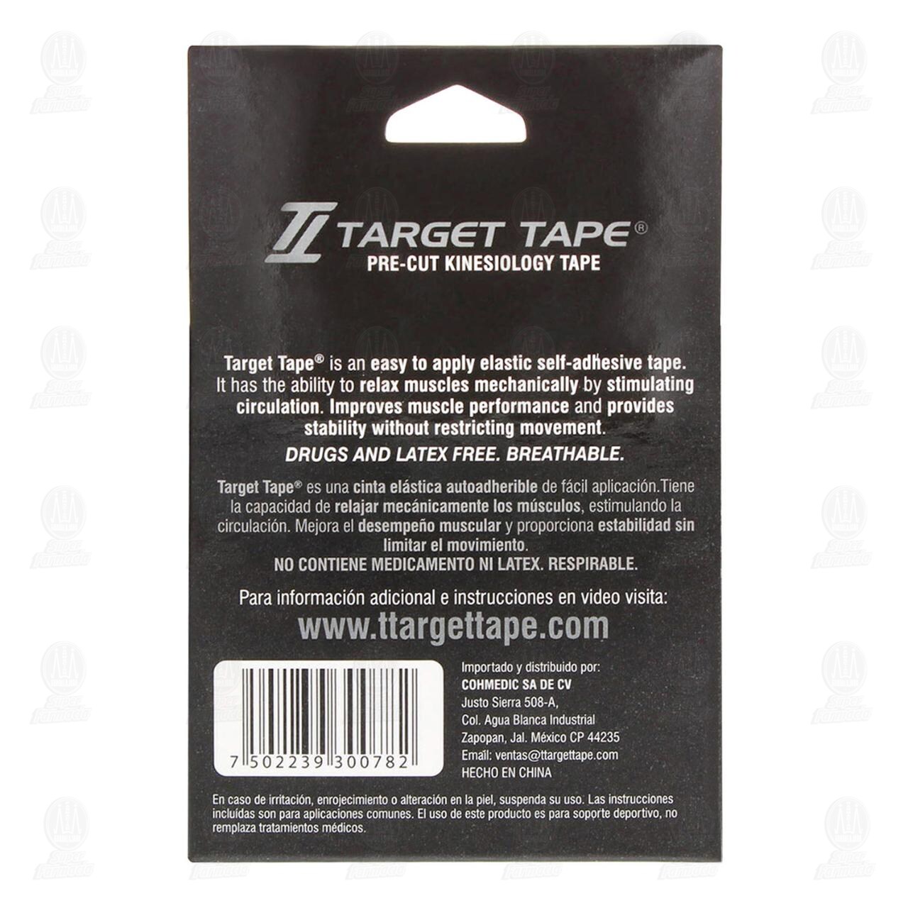 Venda Kinesiol&oacute;gica Target Tape Color Negro, 16 pzas. image number 2
