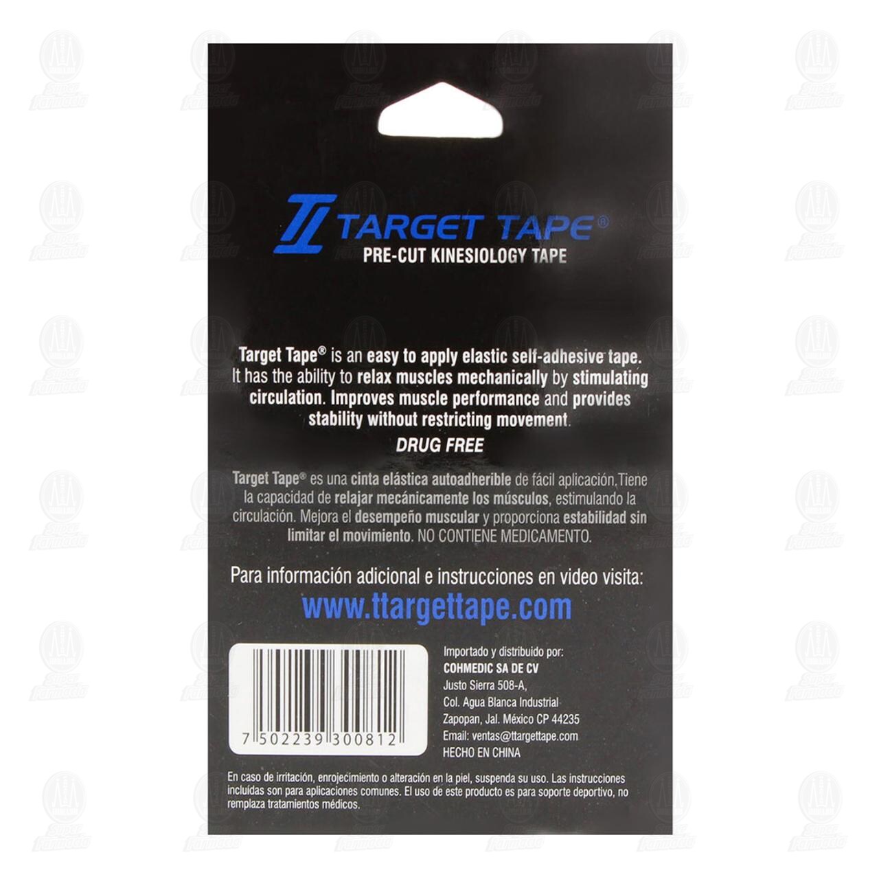 Venda Kinesiol&oacute;gica Target Tape Color Azul, 16 pzas. image number 2