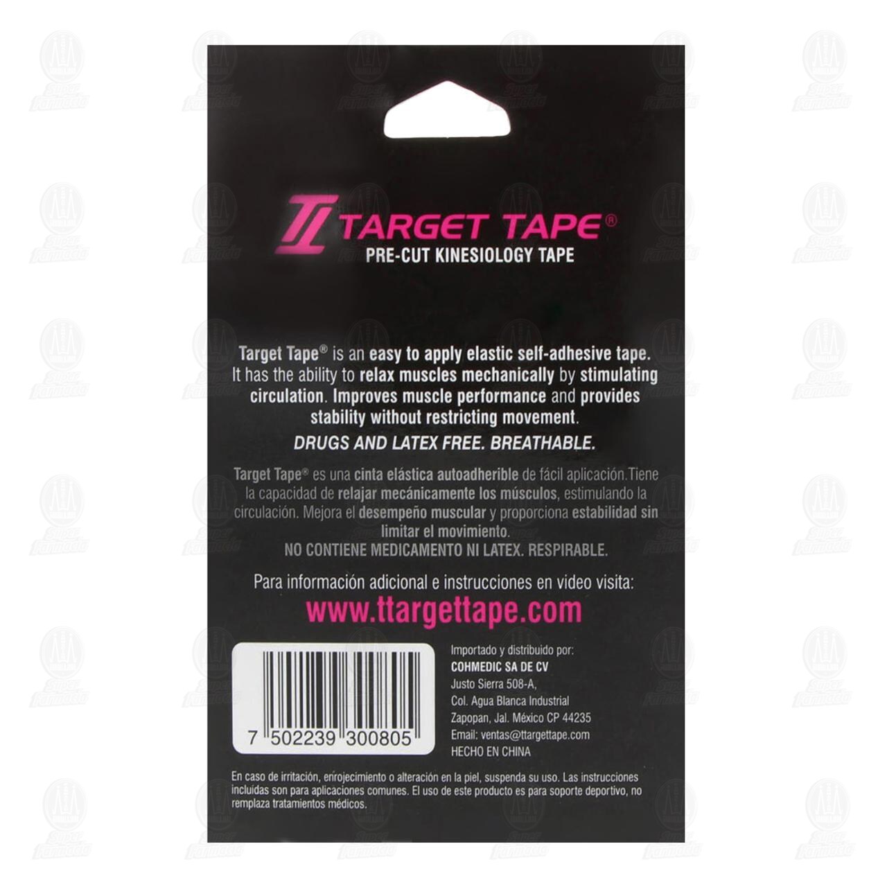 Venda Kinesiol&oacute;gica Target Tape Color Rosa, 16 pzas. image number 2