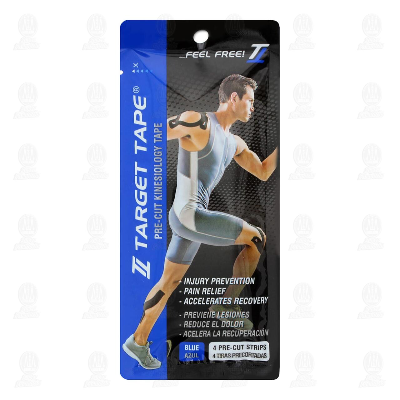 Venda Kinesiológica Target Tape Color Azul, 4 pzas.