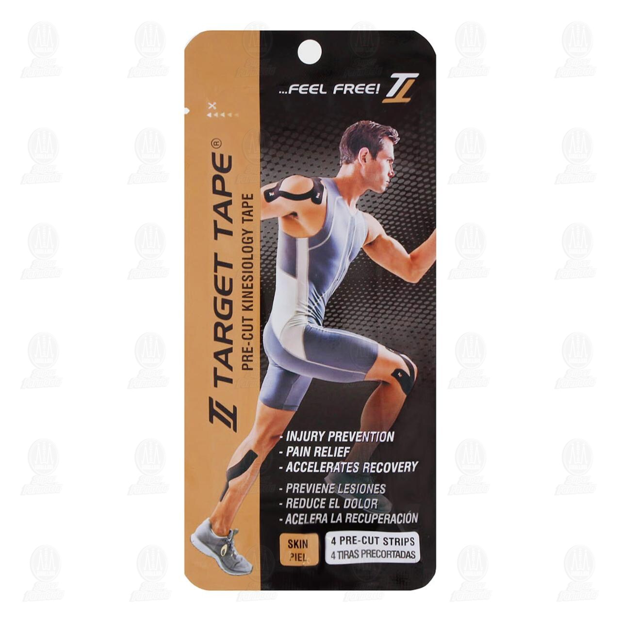 Venda Kinesiol&oacute;gica Target Tape Color Piel, 4 pzas.
