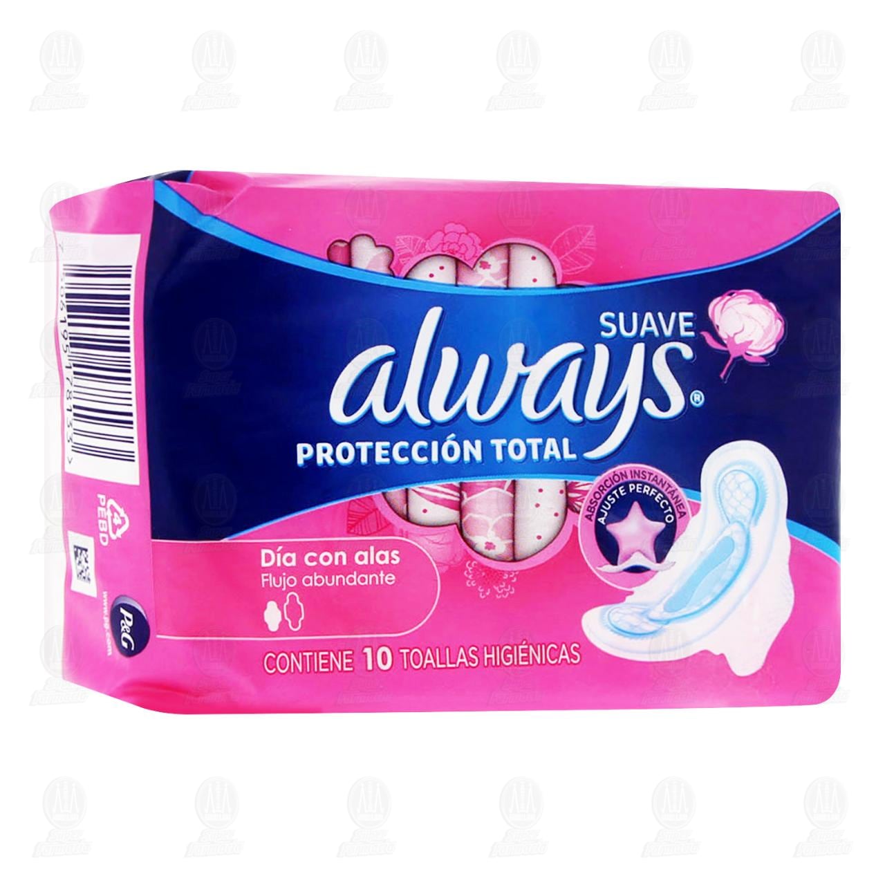 a pesar de Regularidad Situación Toalla Femenina Always Suave Protección Total, 10 pzas.