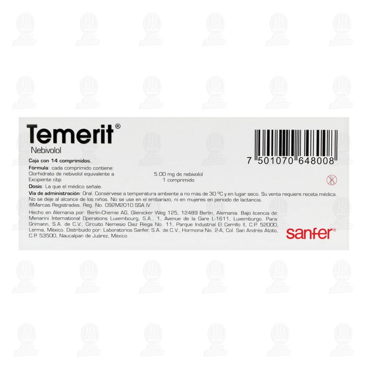 Temerit 5 mg, 14 Comprimidos. image number 2