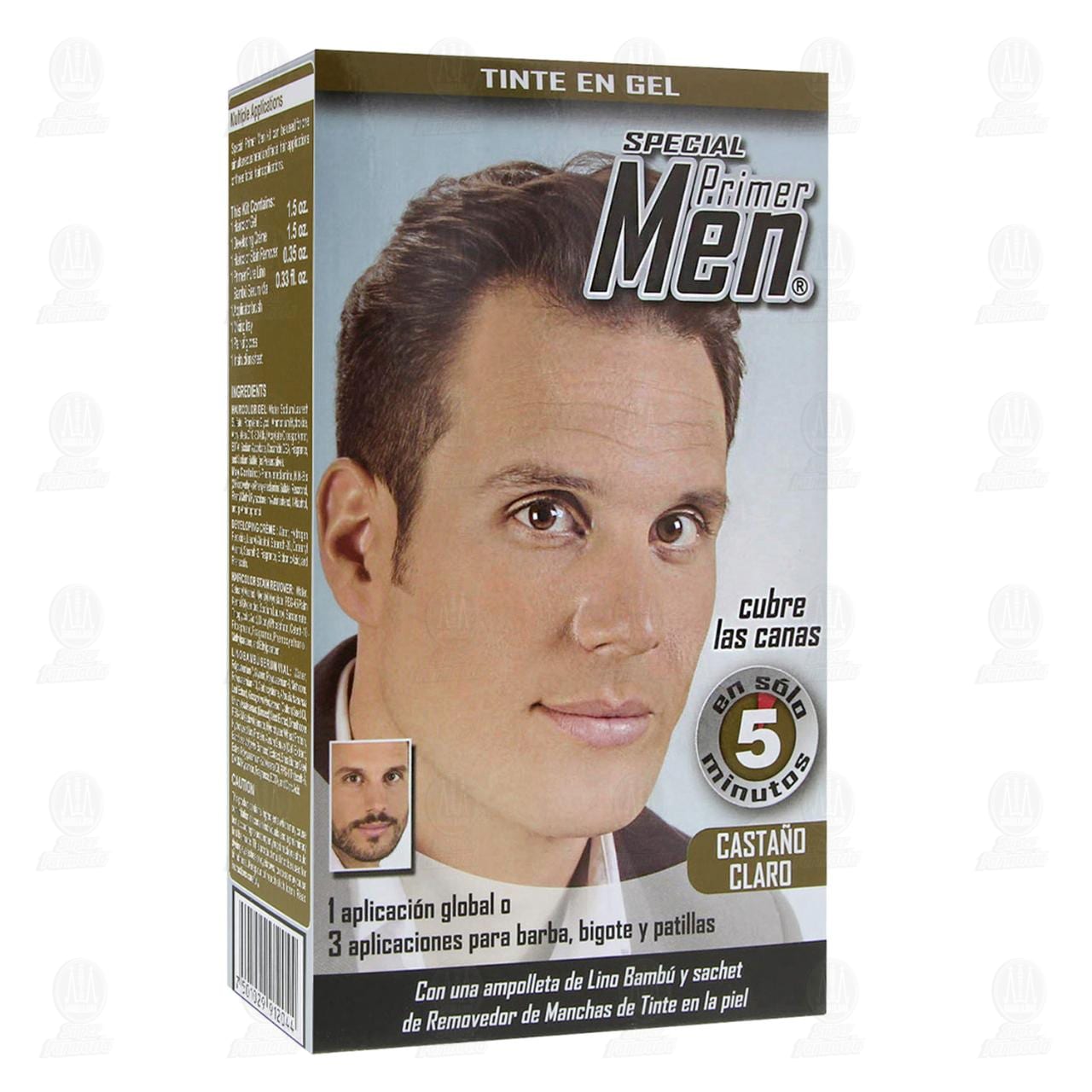 Imagen para Tinte en gel Loquay Special Primer Men color castaño claro para hombre, cubre las canas en sólo 5 minutos, contiene ampolleta de lino bambú y sachet de removedor de manchas de tinte en la piel. Contie