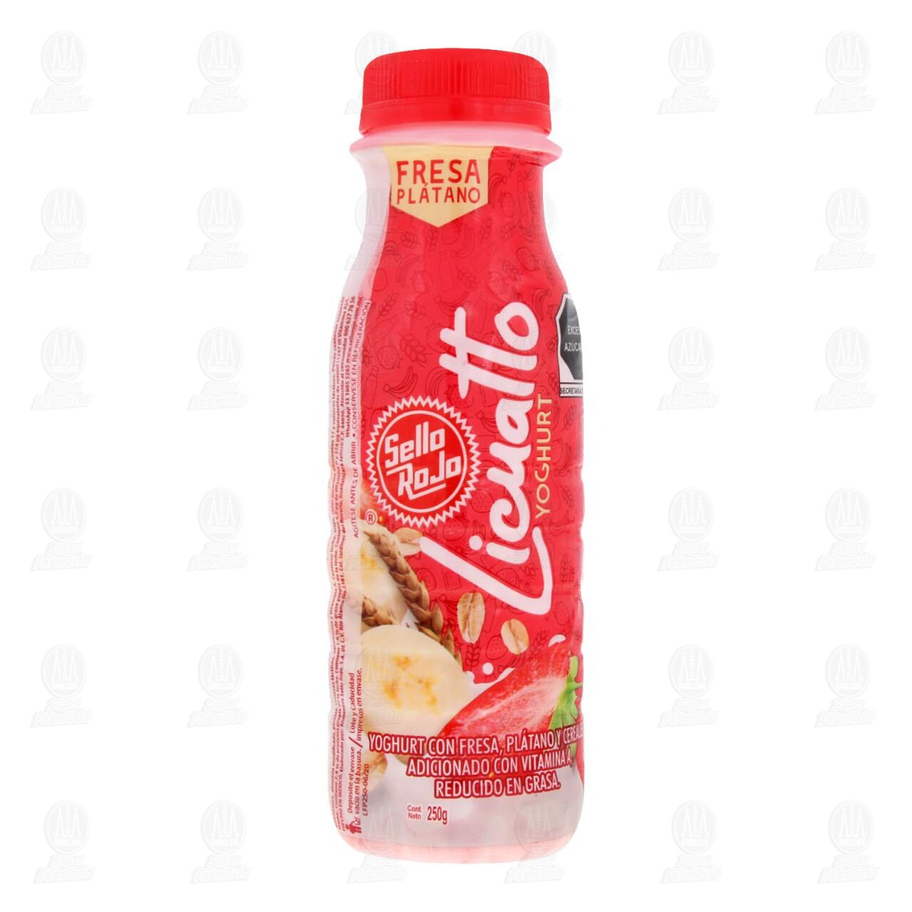 Yoghurt Sello Rojo Licuatto Fresa-Plátano, 250 gr.