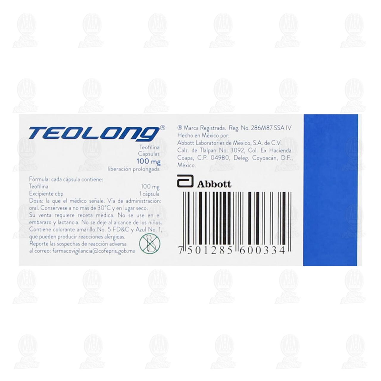 Teolong 100 mg, 20 C&aacute;psulas. image number 2