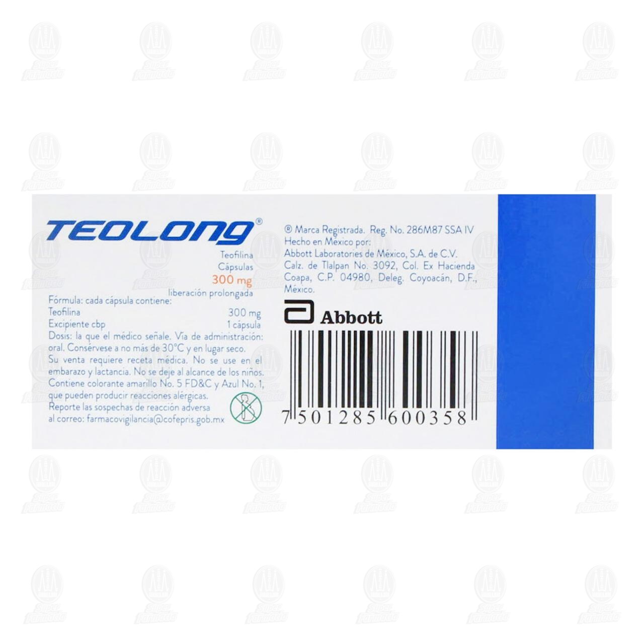 Teolong 300 mg, 20 C&aacute;psulas. image number 2