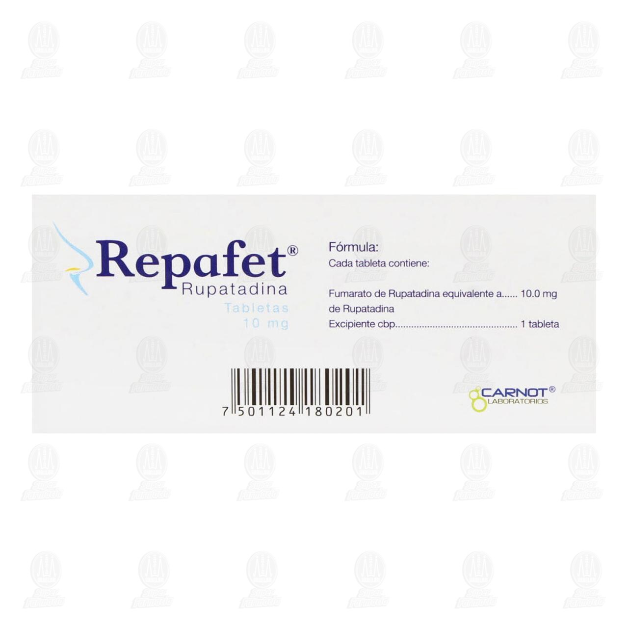 Repafet 10 mg, 20 Tabletas. image number 2