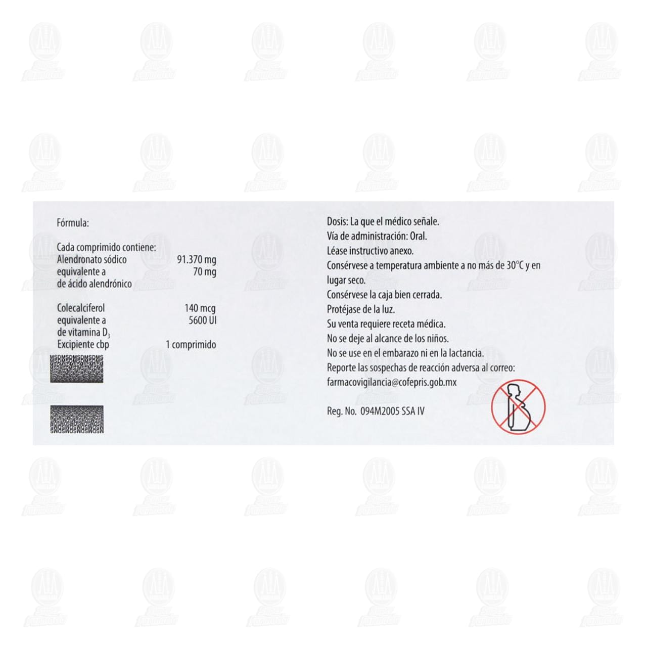 Fosamax Plus 70mg/5600UI, 4 Comprimidos. image number 2