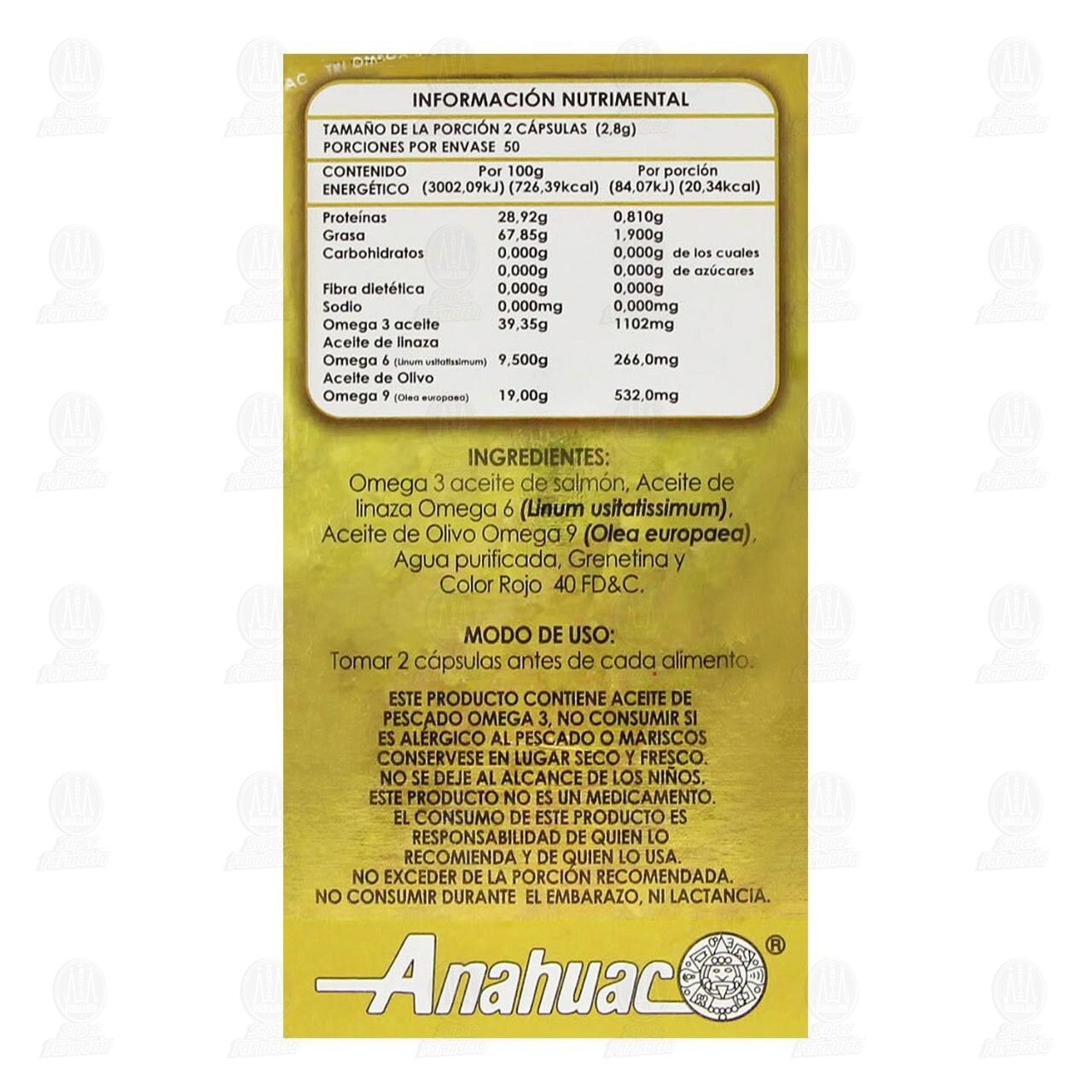 Triomega 3, 6 y 9, 100 Cápsulas. image number 3