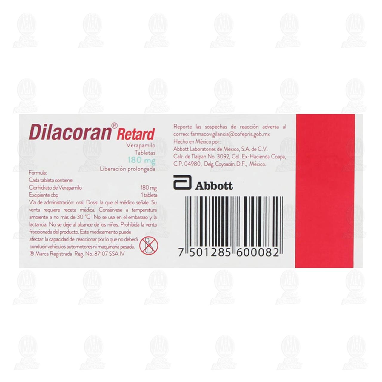 Dilacoran Retard 180 mg, 15 Tabletas. image number 2