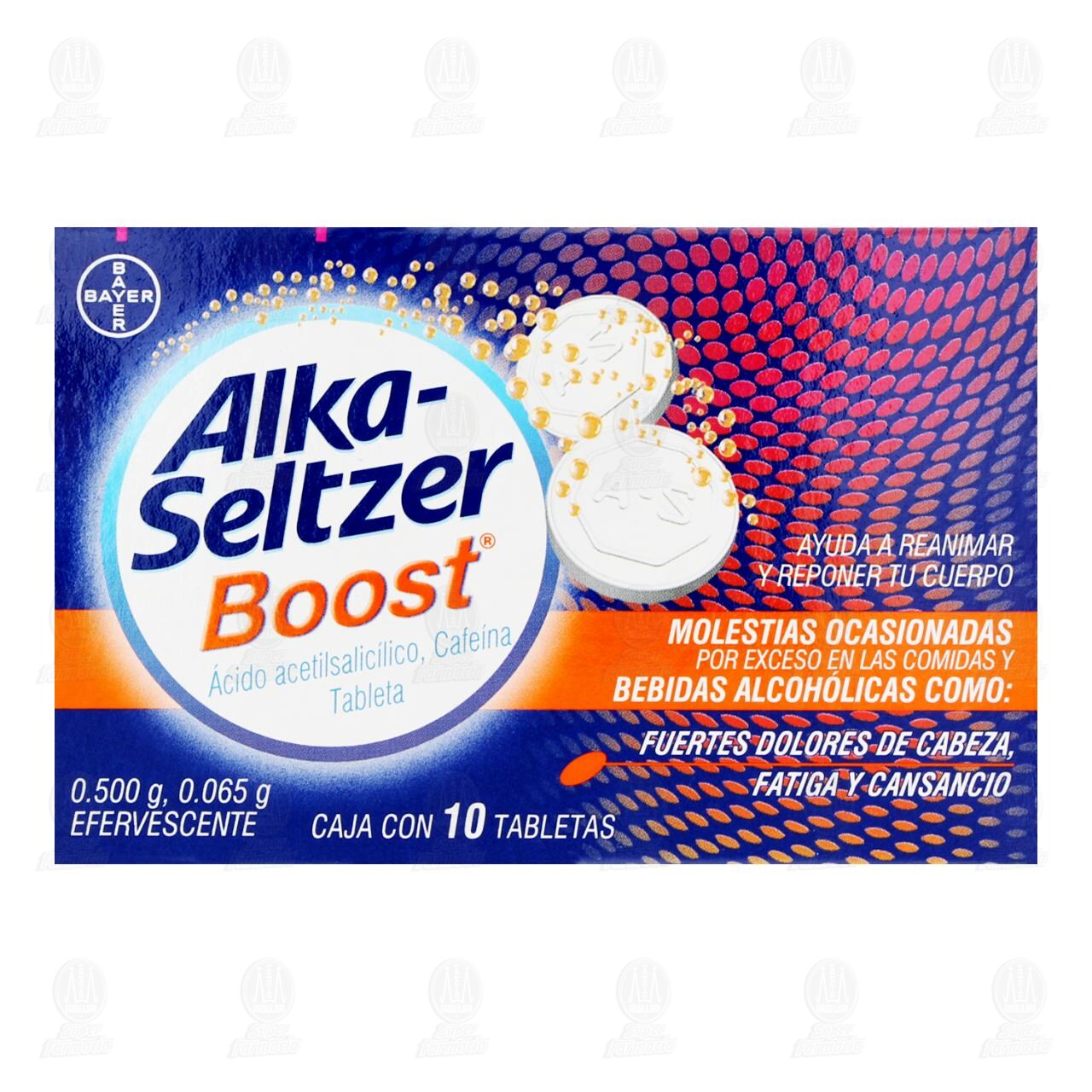 Alka-Seltzer Boost Rápido Alivio del Dolor, Ayuda a Reanimar y Reponer tu Cuerpo 10 Tabletas Efervescentes. image number 1