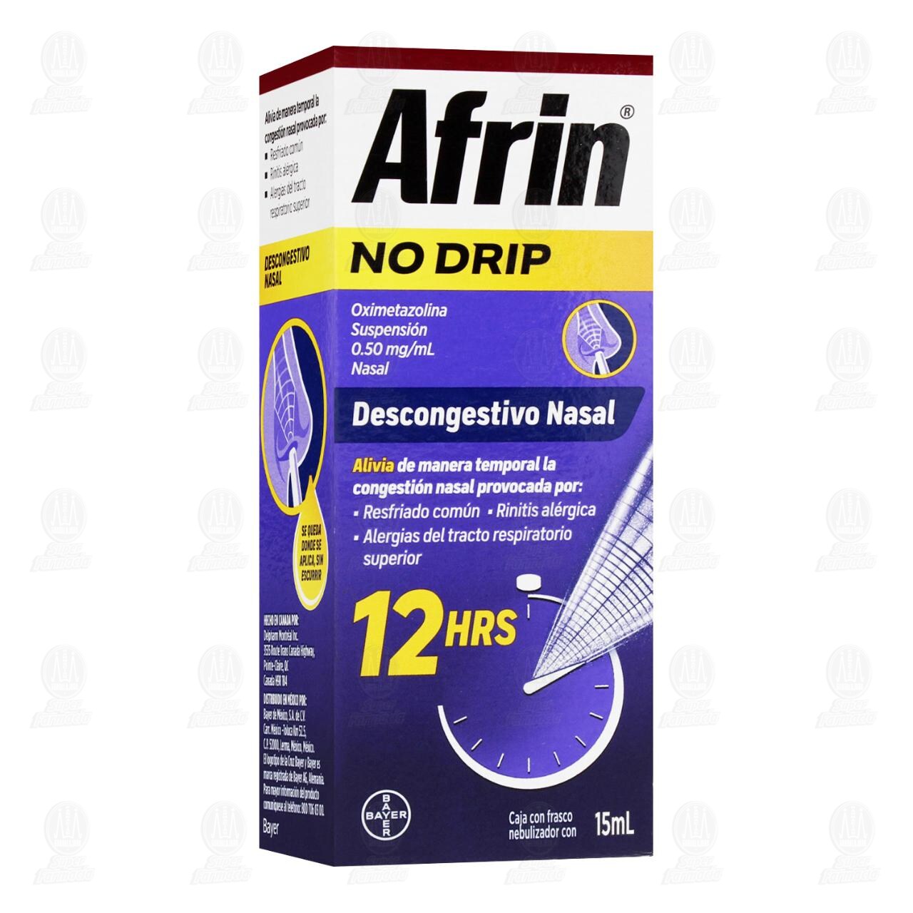 Afrin No Drip Extra Humectante Alivia la Congesti&oacute;n Nasal, 15 ml.