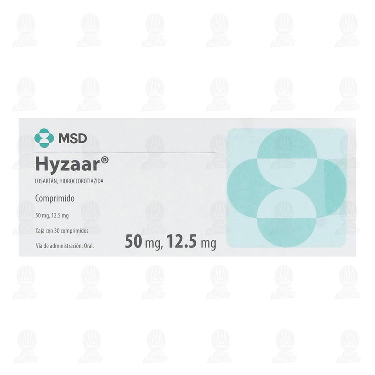 Pack Hyzaar 50mg/12.5mg, 2 Cajas 30 Comprimidos c/u. image number 1